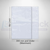 Plain Plastic Bags - Under 300mm Wide
